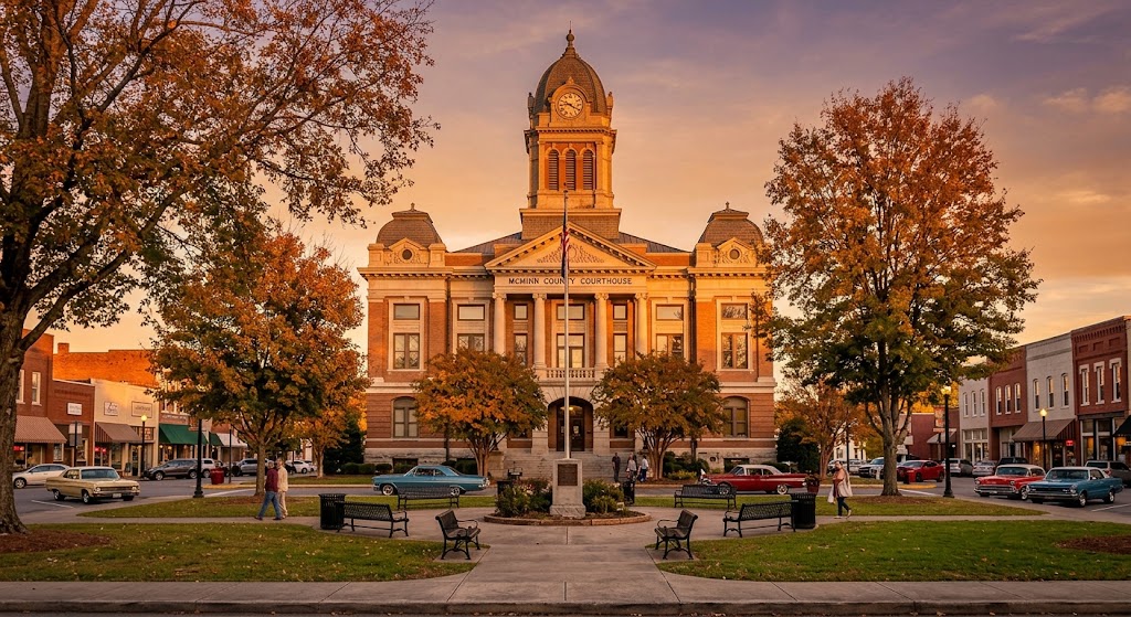 McMinn County Courthouse on the square in downtown Athens, Tennessee