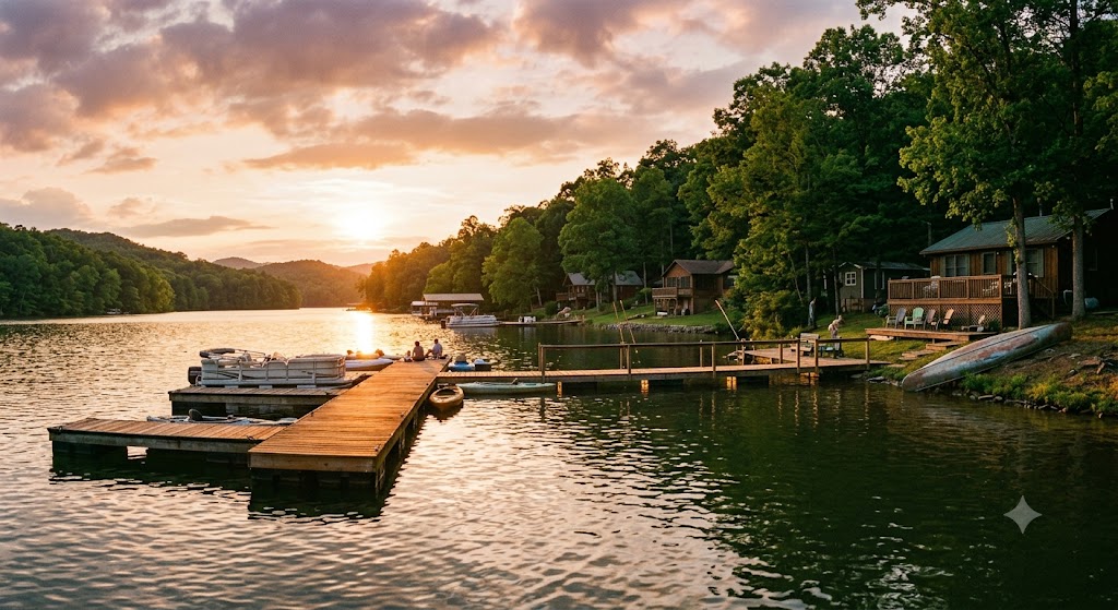 Private boat dock on Tellico Lake, East Tennessee